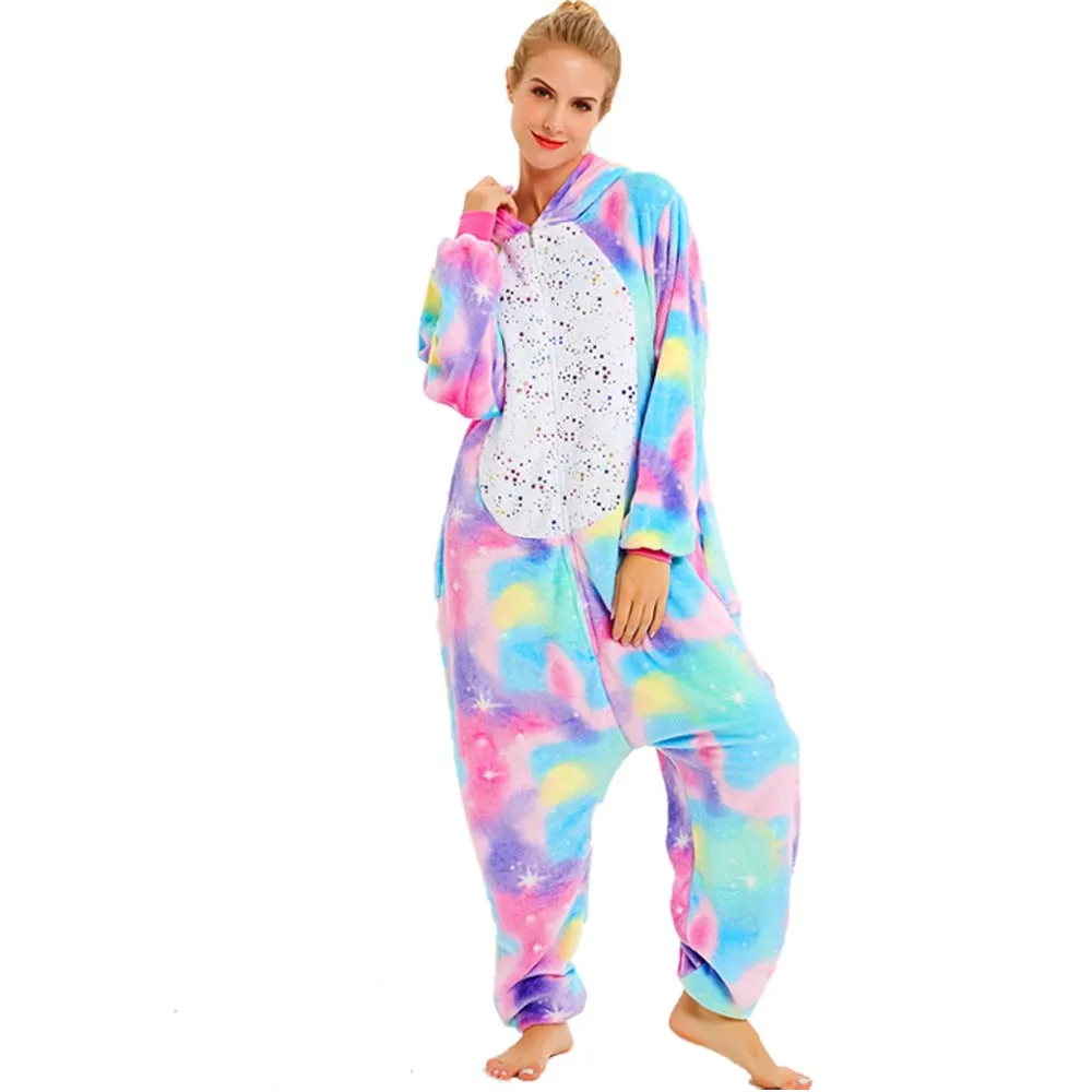 Фланелевая пижама в виде единорога для взрослых детей Стич Тоторо пижамы