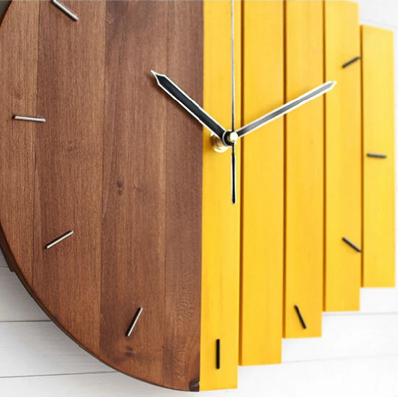 Wooden Wall Clock Modern Design Vintage Rustic Shabby Clock Quiet Art Watch Home Decoration D