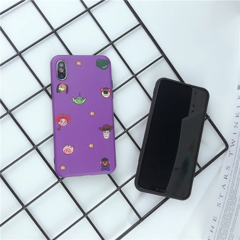 

Purple cartoon cute toy phone case for iphoneX XR 8 7 6 6S Plus drop protection cover for iphone XS Max