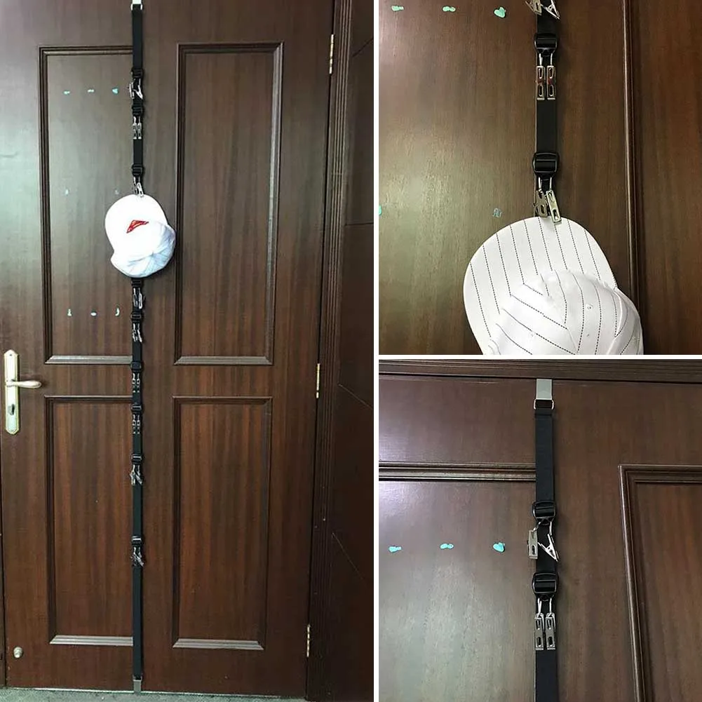 Storage Home With Clip Traceless Behind Door Space Saving Hat Hook Set Black Detachable Display Practical Adjustable Hanging