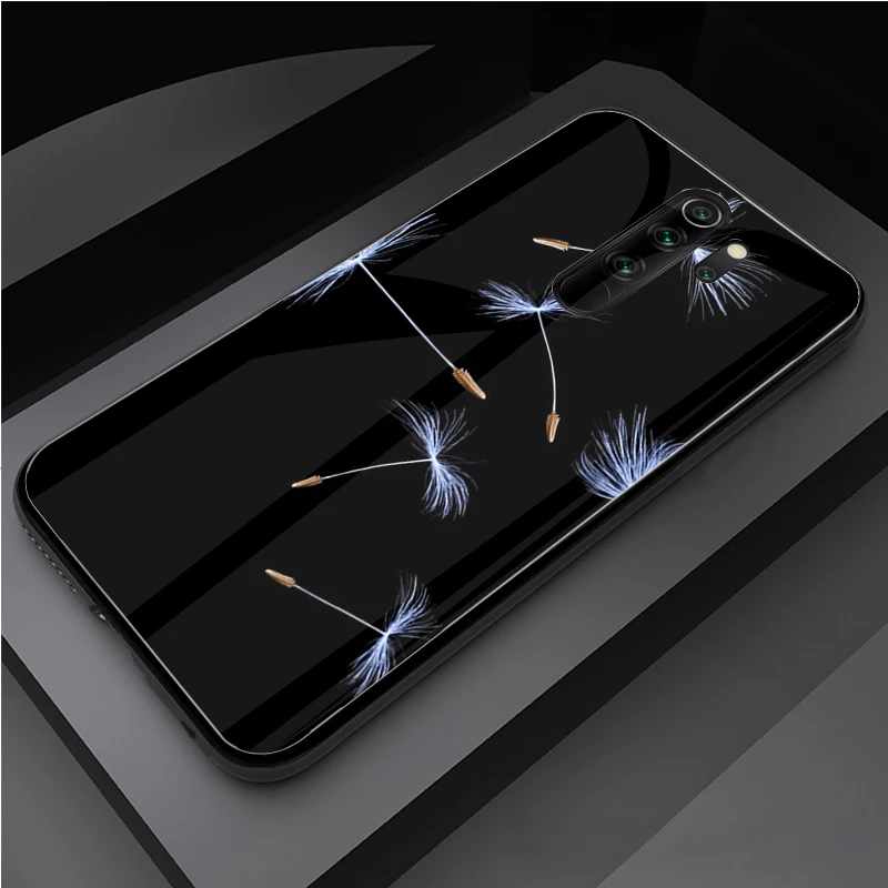 leather case for xiaomi Dandelion flower Tempered Glass Phone Case For Redmi Note 5 6 7 8 9 Pro Note8T Note9S Redmi8 9 Cover Shell xiaomi leather case custom