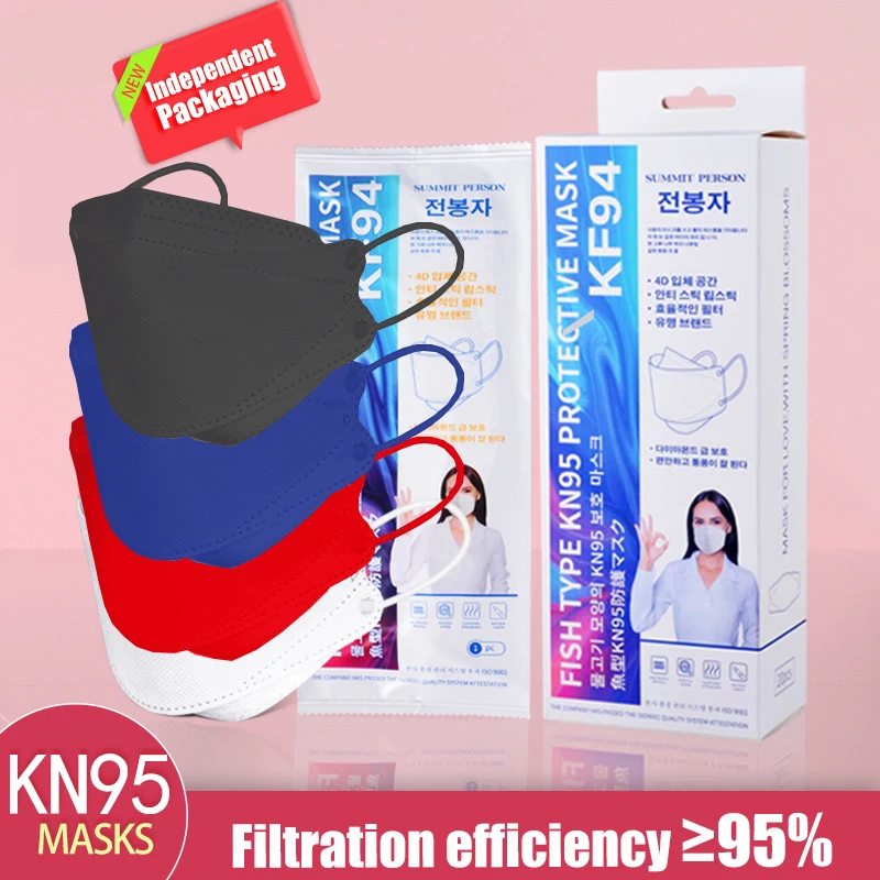 Mascarilla protectora KN95 para adultos, máscara FFP2 de 4 colores, respirador, KF94