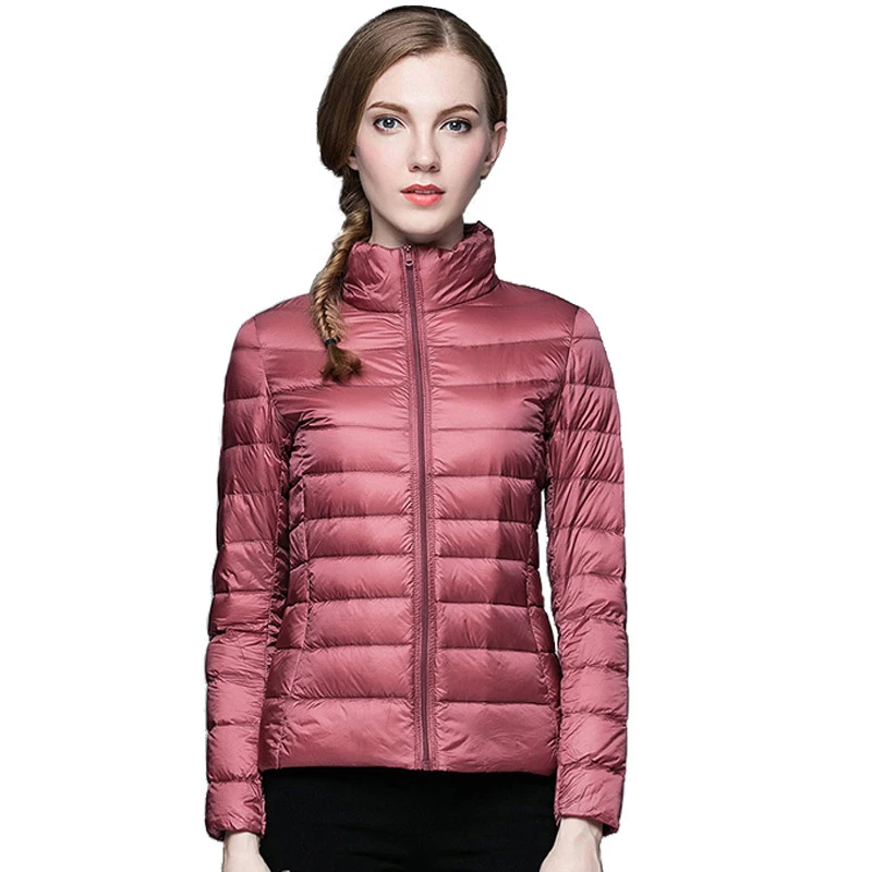 Winter Women Ultra Light Down Jacket 90% Duck Down Stand Collar Jackets Long Sleeve Warm Slim Coat Parka Female Portabl Outwear