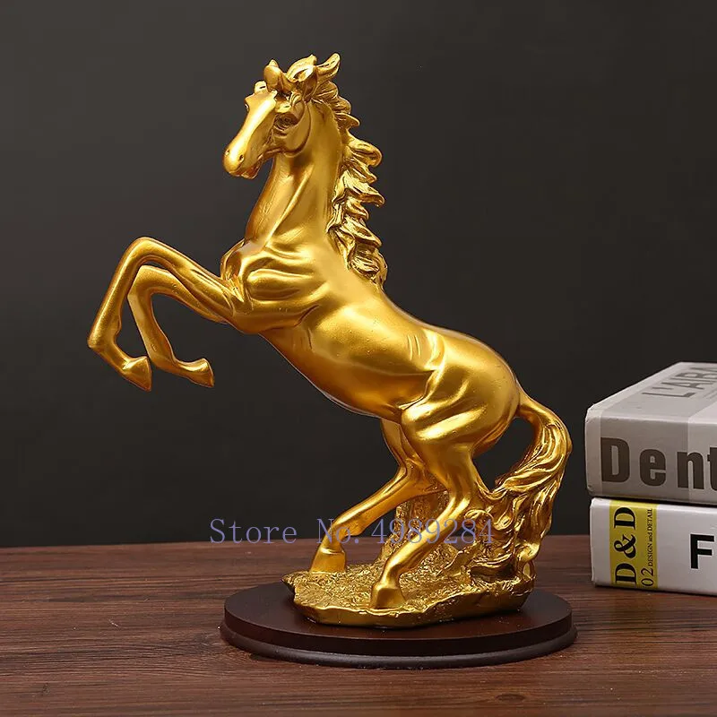 Creative Nordic Resin Simulated animal Retro horse Gold Crafts ornaments Modern home decoration Desktop living room figurine