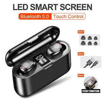 

F9 TWS Wireless Earphone Bluetooth V5.0 Wireless Headphone LED Display With 2000mAh Power Headset With Microphone Mini Earbuds