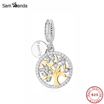 

Authentic 925 Sterling Silver Bead Charm Tree Of Life Pendant Charms Gold Fit Original Pandora Bracelets Women Diy Jewelry