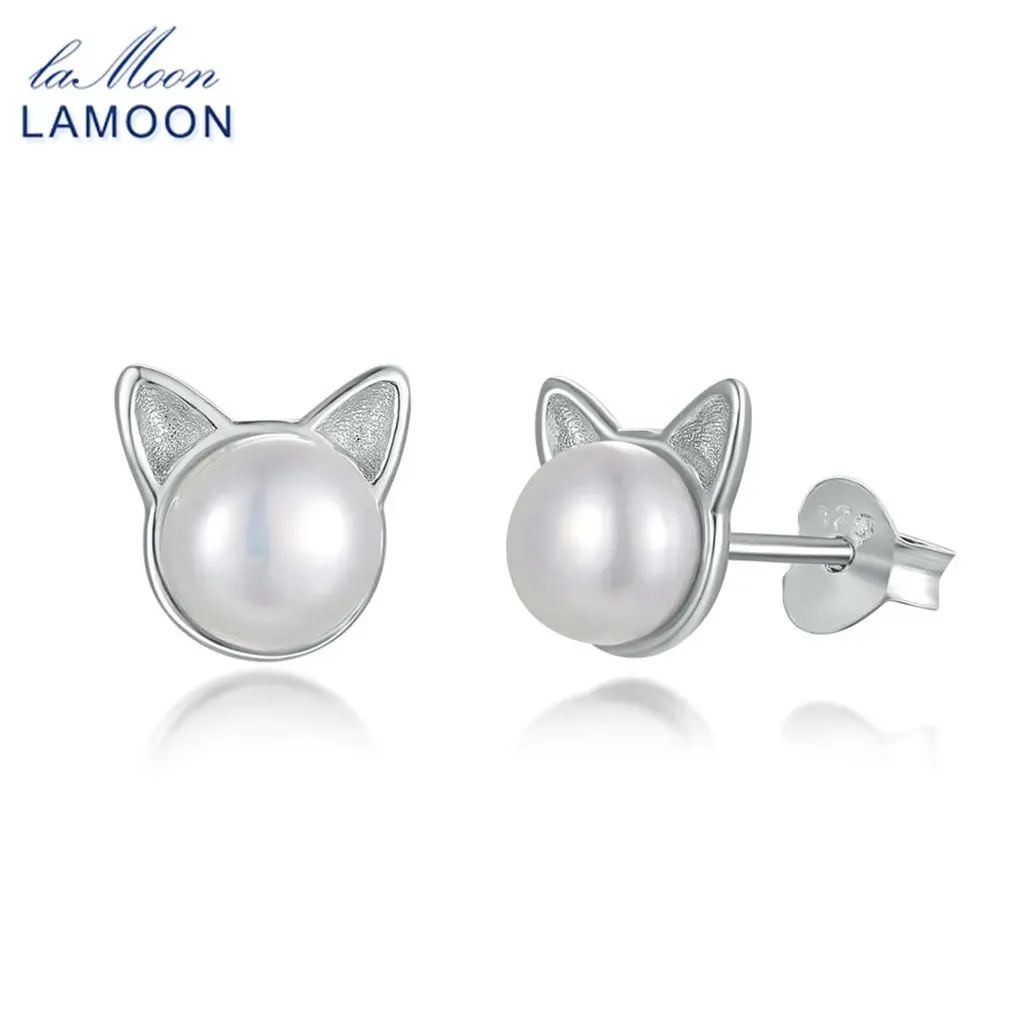 Ламон EY168 белый жемчуг из бисера маленький кот шпильки для ушей серьги S925 серебро для женщин Свадебная вечеринка свадебные модные украшения