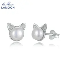 Ламон EY168 белый жемчуг из бисера маленький кот шпильки для ушей серьги S925 серебро для женщин Свадебная вечеринка свадебные модные украшения