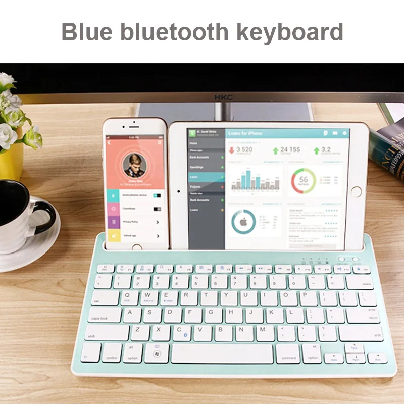 Синий Оригинальная портативная беспроводная bluetooth-клавиатура для планшета, ноутбука, iPad, Поддержка IOS, Android, система телефона, совместимая с несколькими системами - Цвет: Синий