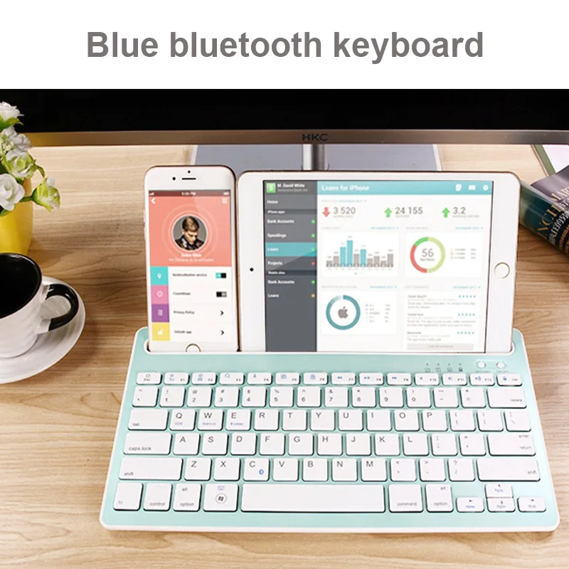 Оригинальная портативная беспроводная bluetooth-клавиатура для планшета, ноутбука, iPad, Поддержка IOS, Android, система телефона, совместимая с несколькими системами - Цвет: Синий