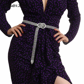 

IngeSight.Z Multi Row Luxury Shiny Full Rhinestone Harness Waist Belly Chain Belt for Women Bling Crystal Body Jewelry Nightclub