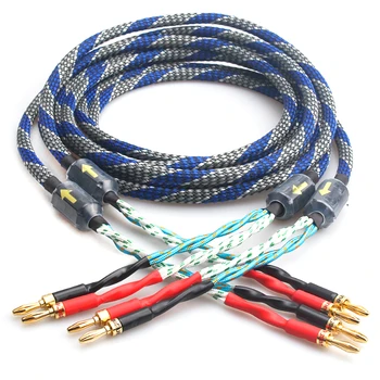 

Pair Hifi Speaker Cable Copper Banana Plug Amplifier Decoder Audio Cables Updated Version