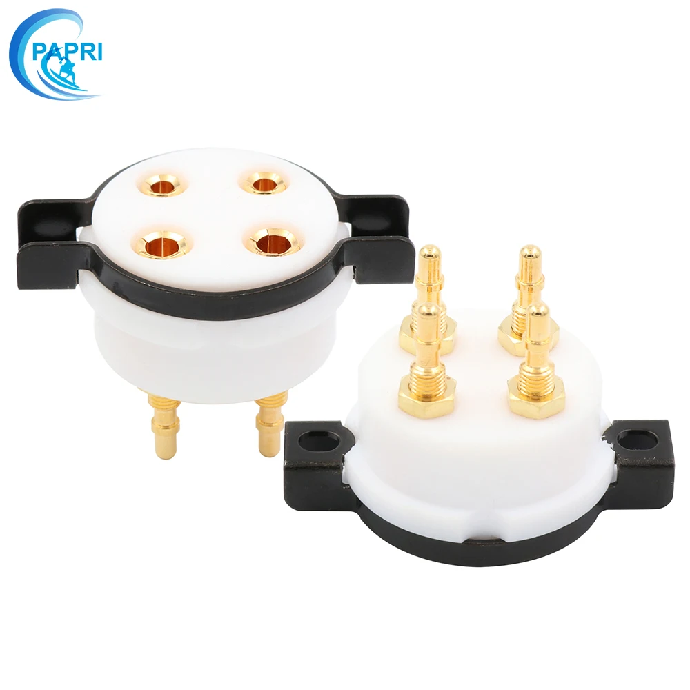 10PCS CMC PTFE 4Pin Tube Socket U4A Gold Plated Brass Feet Vacuum Audio DIY Amplifier For 300B 2A3 5Z3 5U4G 811 | Электроника