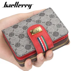 New Women Wallets Short Multi Card Slots Wallet Zipper Coin Purse Soft Leather Vintage Card Holder Printed Mini Lady Money Bags