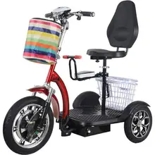 16 дюймов три колеса электрический скутер 500W 48V 35 км/ч трехколесный велосипед Портативный Mini пожилых электрический самокат с корзиной