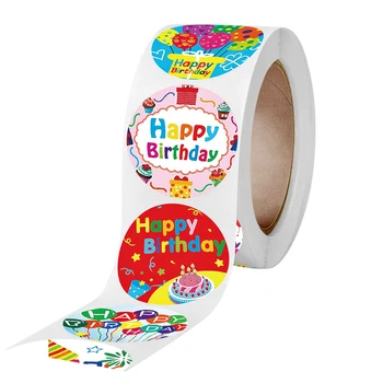 

500pcs 1inch Party Favors Roll Scrapbooking Photo Albums Paper Self Adhesive Gift Boxes Decor DIY Craft Happy Birthday Labels
