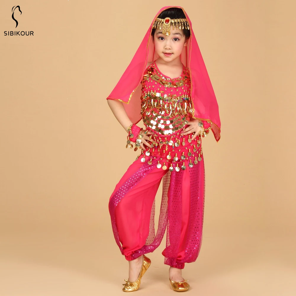 Детский костюм для танца живота, Египетский Болливуд, Египетский Индийский танец живота, платье, восточный индийский костюм, одежда для танца живота для девочек, Новинка