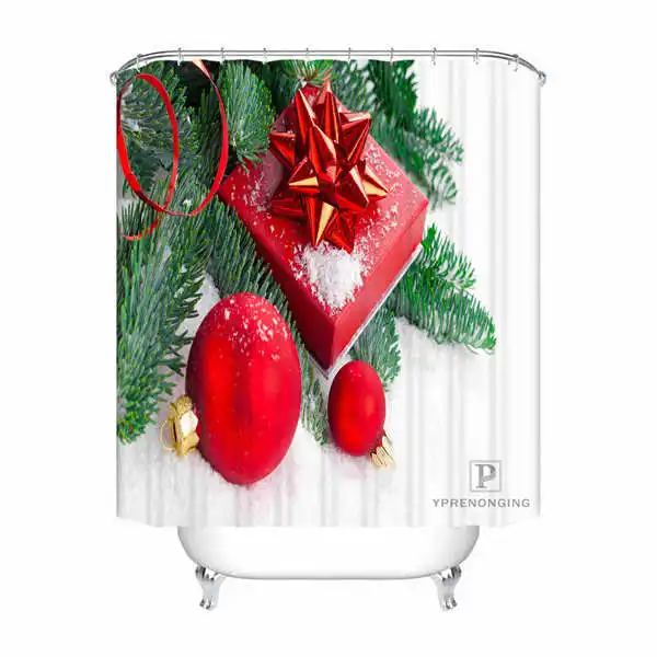 Shower Curtain Пользовательские Водонепроницаемый душ Шторы красный Рождественская елка напечатаны Ванная комната Декор различные размеры#180324-01-32 - Цвет: Shower Curtain