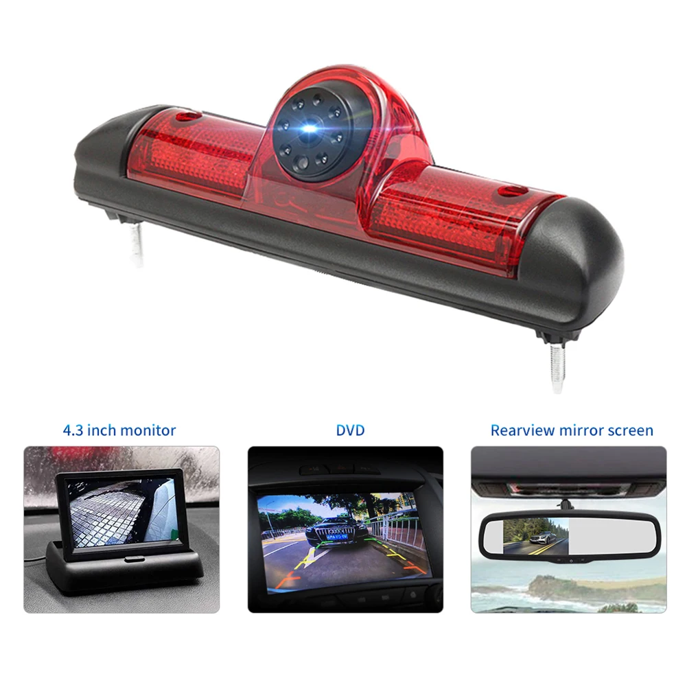 Car Rear View Brake Light Camera Car Reversing Camera 8Led Light Infrared Night-Vision Camera for Fiat Ducato Peugeot Boxer Citr