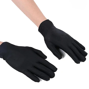 

Fashion 1 Pair Spring Summer Spandex Gloves Men Black White Etiquette Thin Stretch Gloves Dance Tight White Jewelry Gloves