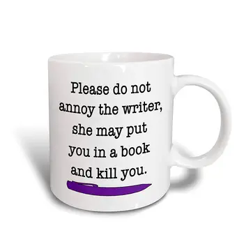 

Please Do Not Annoy The Writer Green Ceramic Mug, 11 oz, Purple