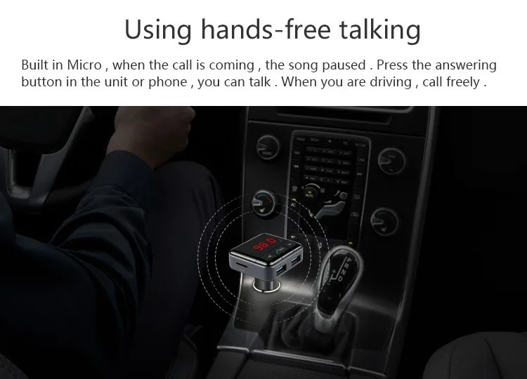 JILANG Newest Handsfree Wireless Bluetooth Car Kit MP3 Player FM Transmitter Radio APP Control Car Charger For iPhone 5S 6 6S 7 (7)