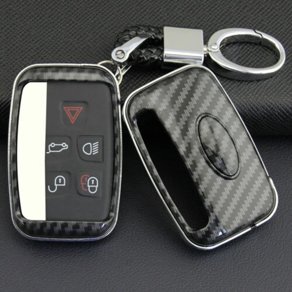 

Auto Car Carbon Fiber Hard Remoto Control Key Fob Shell For Jaguar Land Rover Key Case Cover Accessories