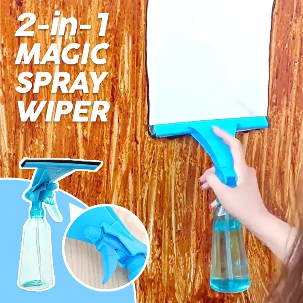 2 in 1 Spray Bottle With Scraper Wiper Glass Cleaner For Cleaning Home Window Mirror Kitchen Bathroom Car | Дом и сад