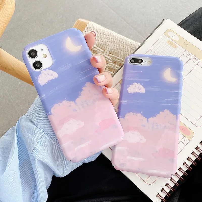 Симпатичные Луна облака цветы оранжевого цвета с рисунком из ТПУ для iPhone 11 Pro Max XS 7