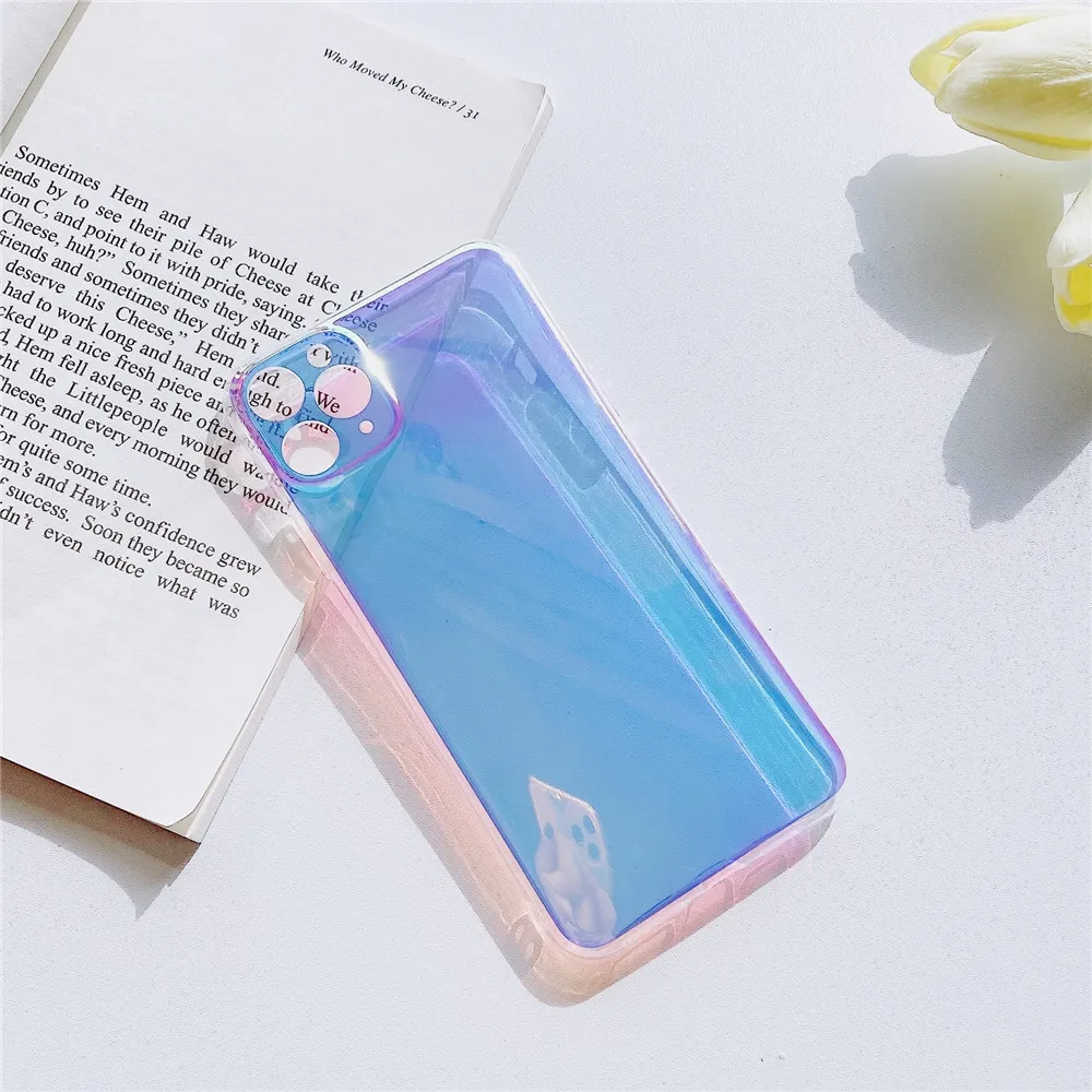 huawei pu case Luxury Clear Soft Phone Case For Huawei Y8P Y9S P Smart Plus S Z Y9 Prime 2019 Rainbow Gradient Color Holographic Mirror Cover pu case for huawei Cases For Huawei
