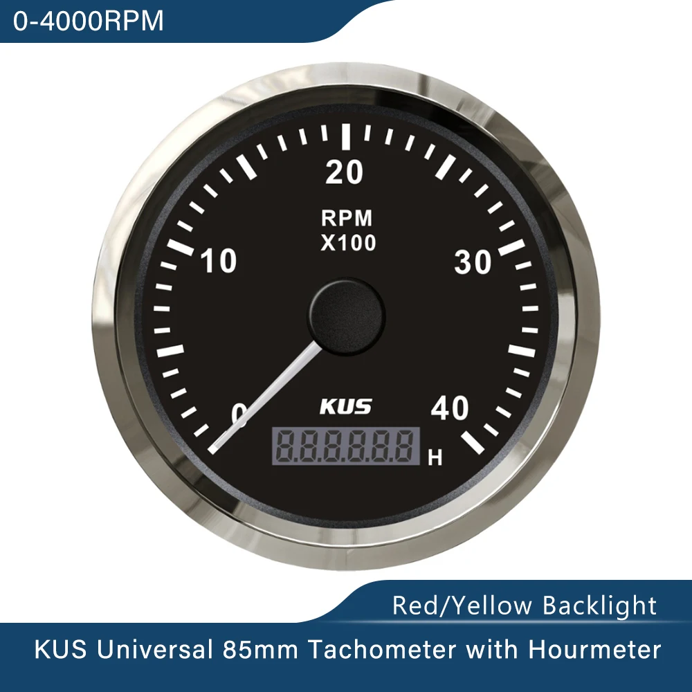 Tachometer Gauge Engine Tachometer Tachometer Meter Engine Hour Meter 85mm Tachometer RPM Gauge Hour Meter 0-3000 RPM 0-4000 0-6000 0-8000 12V/24V Backlight For Car Boat