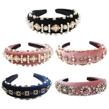 

New Western Baroque Exaggerated Personality Headband Luxury Rhinestone Imitation Crystal Stud Retro Hair Hoop