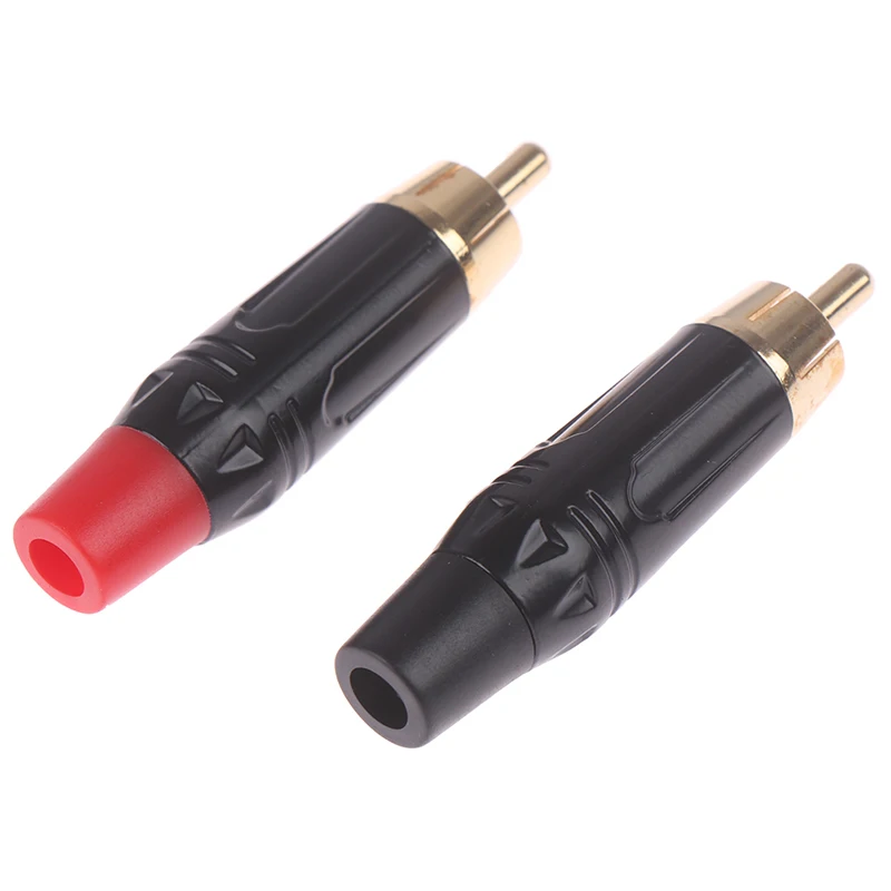 1 Pair Copper RCA Plug Terminals Gold Plated Plug Audio Video Adapter Connectors 4MM
