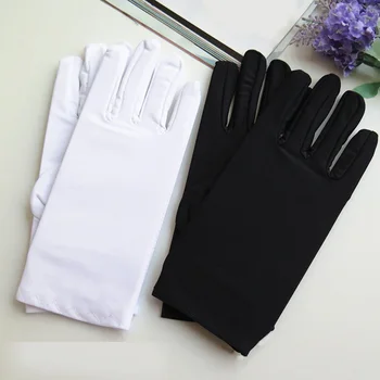 

1Pair Men Black White Etiquette Thin Stretch Spandex Sun Protection Short Gloves
