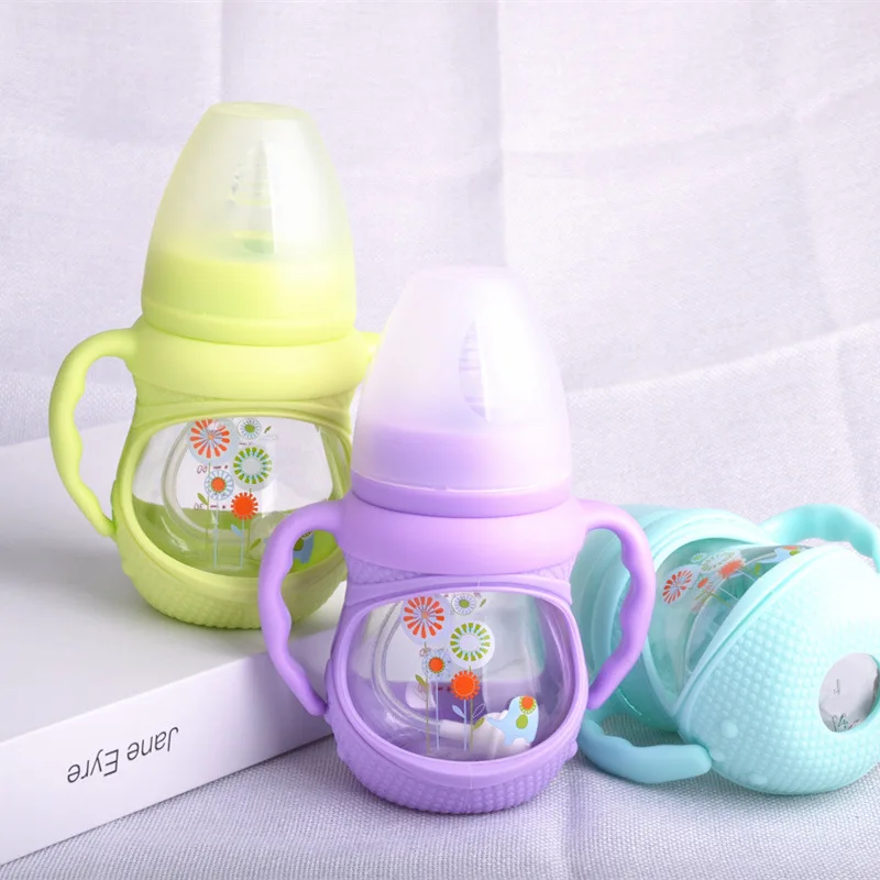 

BABY'S Feeding Bottle Shatter-resistant Explosion-Proof Anti-Colic Wide Caliber Silicone Band Straw Handle Newborns Baby Supplie