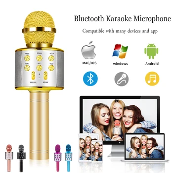

Bluetooth Microphone Wireless Karaoke Speaker KTV Music party Player Singing Recorder Professional Handheld Mic for gift