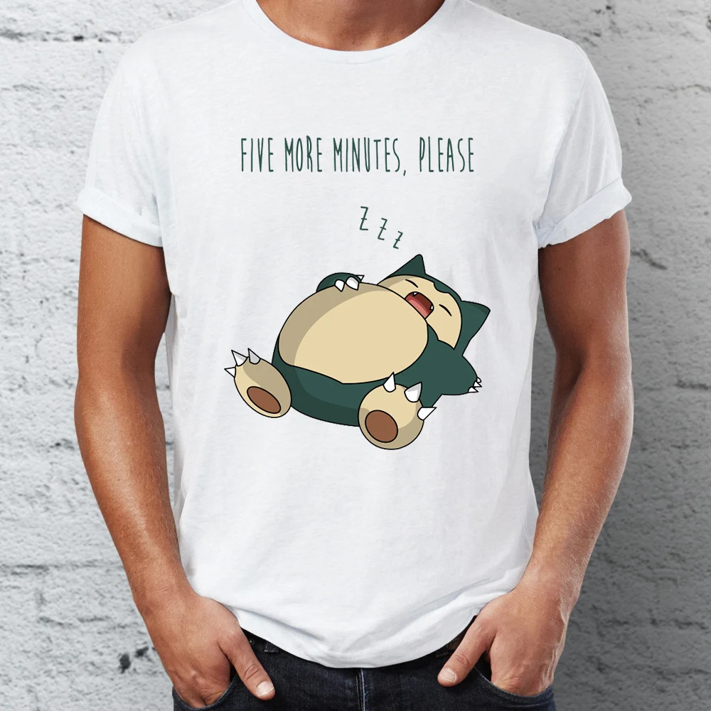 

Hip Hop Men T-shirts Featuring Snorlax Needs 5 More Minutes of Napping Pokemon Street Guys Tops & Tees Swag 100% Cotton Camiseta