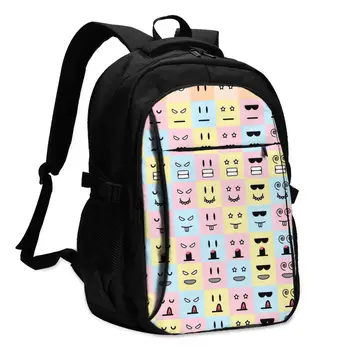 

Backpack USB Charge Women Cute Doodle Monster Mouth And Eyes Student Backpack Letters Print School Bag Teenager Girls Backpack
