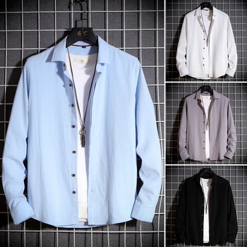 

New Fashion Casual Shirt Men Long Sleeve Slim Fit Men's Casual Button-Down Shirt Formal Dress Shirts Men Clothes Camisa