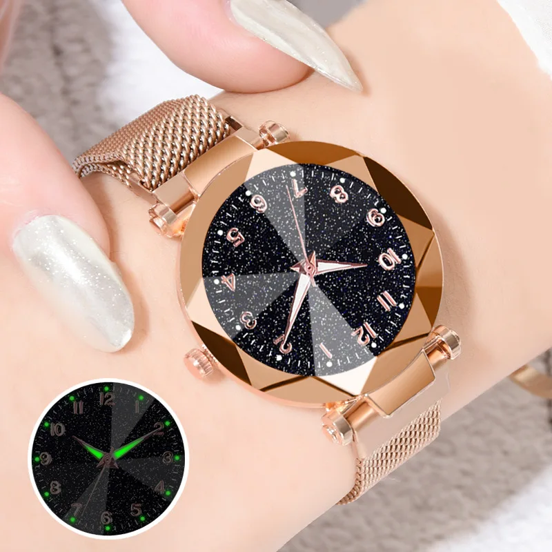 

2019 New Style Douyin Hot Selling Star Watch Alloy Watch Strap Lazy Ladies' Watch Magnetic Buckle Mesh Belt Watch