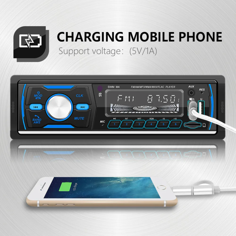 M4 Bluetooth Autoradio 1 DIN Car Stereo MP3 Player USB AUX FM AM RDS DAB DAB+ Radio Receiver TF Card U Disk In Dash Head Unit