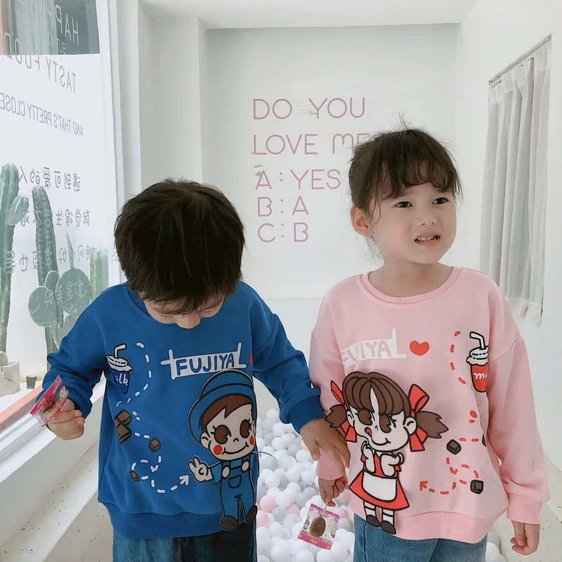 Tonytaobaby/осенне-зимнее платье; новая осенняя одежда для мальчиков и девочек; милая одежда с героями мультфильмов; хлопковый свитер для малышей