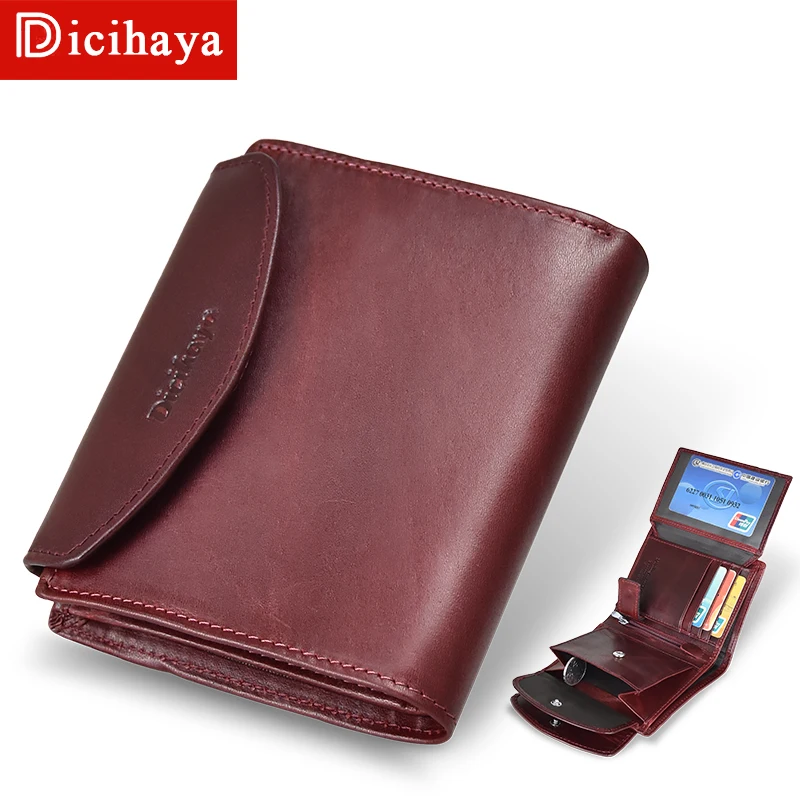 Short Wallet Genuine-Leather Purse Button Women with Zipper Trend Quality New-Arrive