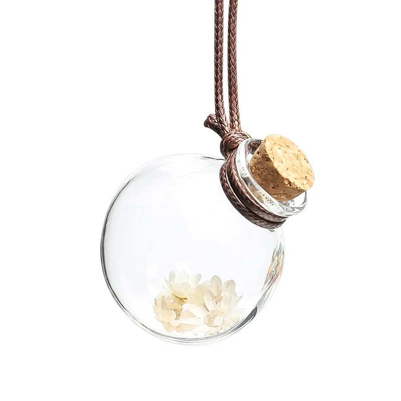 WT Авто Интерьер украшения контейнер для духов с деревянной крышкой украшения автомобиля Кулон стекло духи пустая бутылка с подвесом с цветком - Название цвета: WT