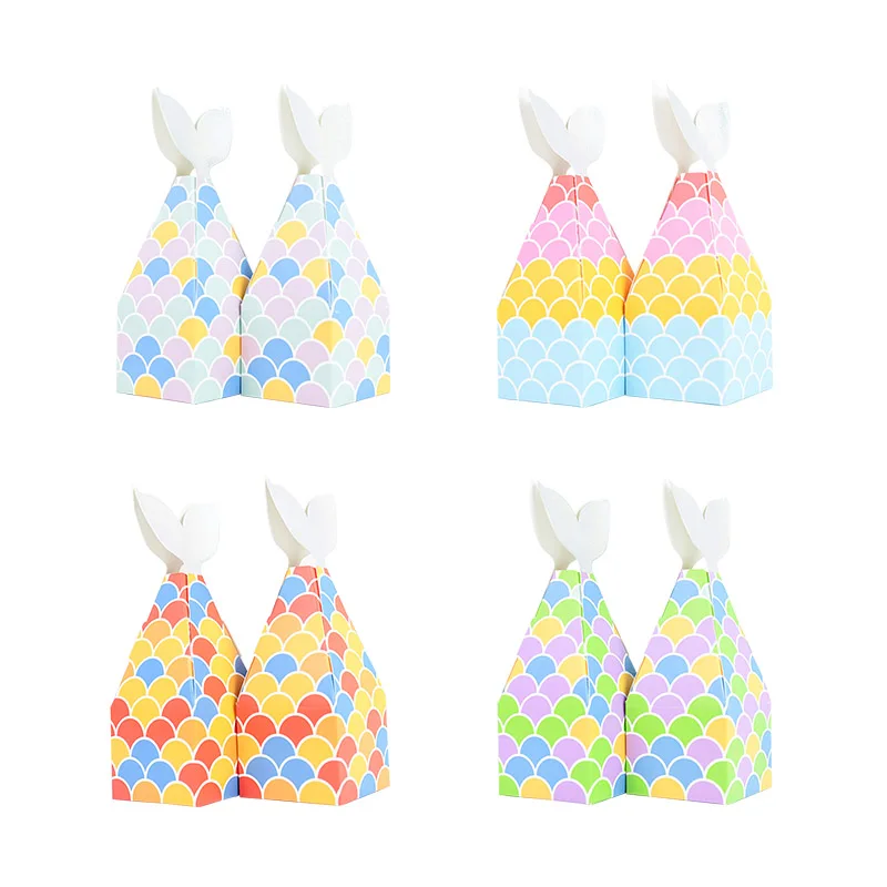 10PCS DIY Mermaid Theme Party Candy Popcorn Box Desktop Home Decoration Ornaments Birthday Party Decoration Baby Shower Gift Box
