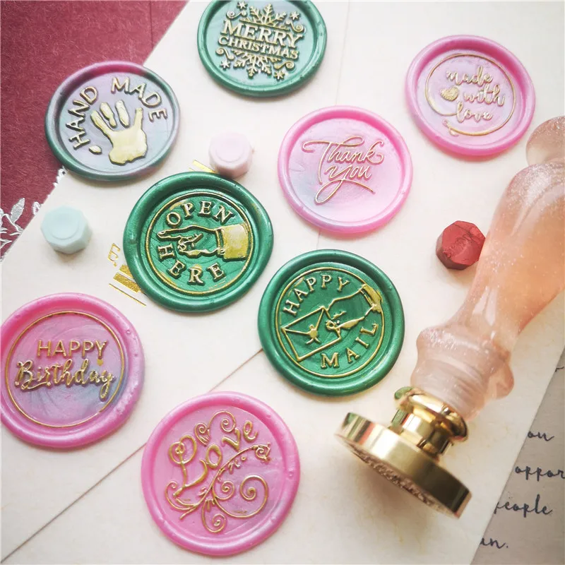 

Made with love Handmade Thank you happy mail Wax Seal Stamp Retro Antique Sealing Wax Scrapbooking Stamps Wedding seal stamps