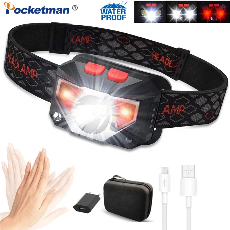 Самый мощный светодиодный налобный фонарь T6 + COB перезаряжаемый светильник с