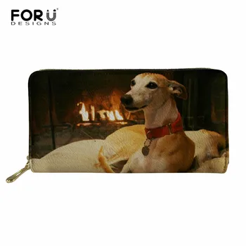 

FORUDESIGNS Women Wallets Whippet Dog Print Purse for Ladies Casual Long Wallets Leather Clutch Card Holder Party Phone Pocket