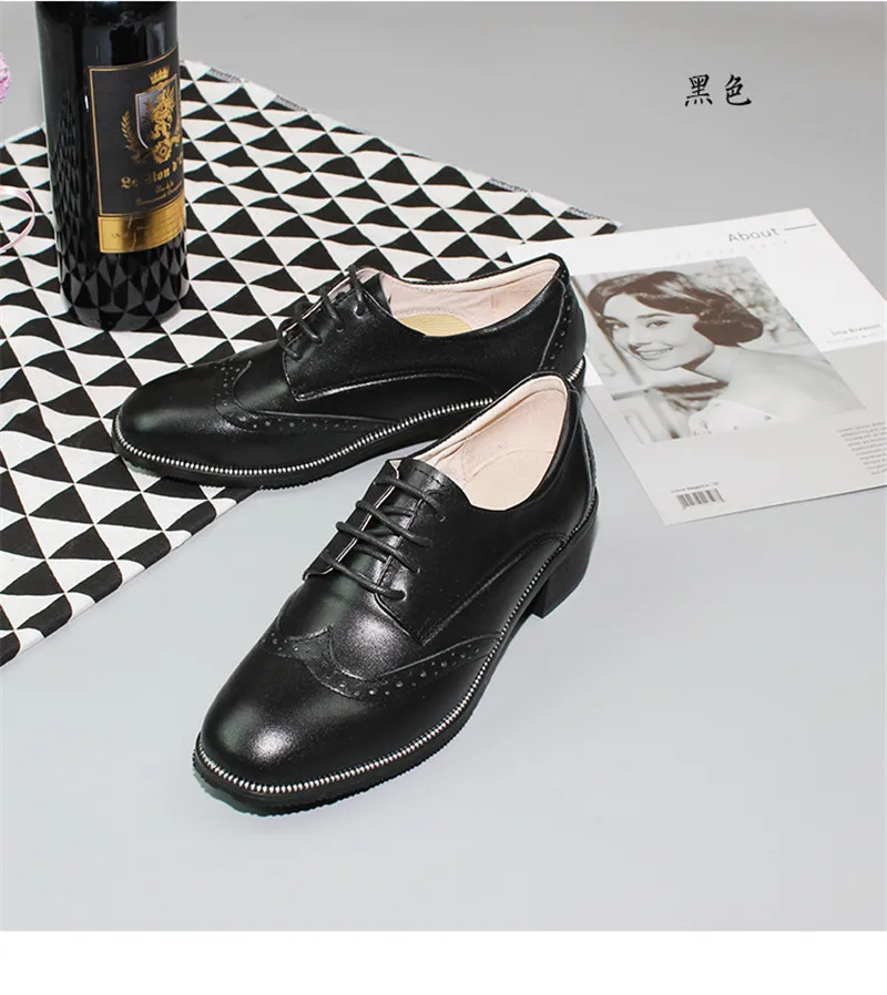 2020 Spring New British Women Pumps Brogues Genuine Leather High Heels Oxford Shoes For Woman Vintage Carved Pumps Women Shoes (28)