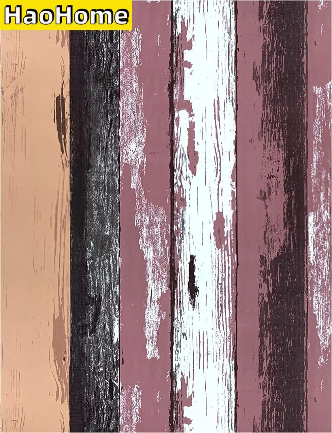HaoHome Retro Multicolor Stripe Wallpaper Reddish Brown Peel and Stick Wallpaper Self Adhesive Wallpaper Space Decorative Vinyl
